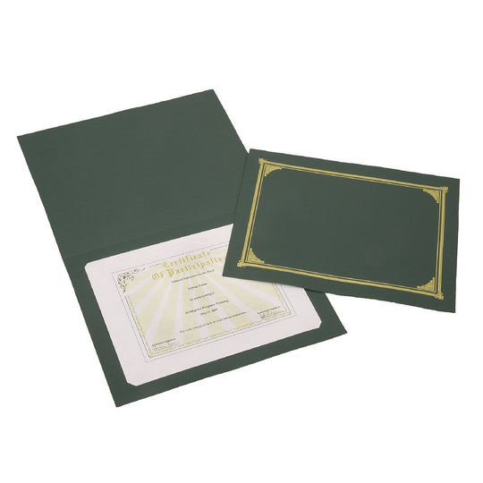 GOLD FOIL DOCUMENT COVER HOLDER, GREEN PK