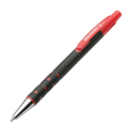 RUBBERIZED RETRACTABLE BALLPOINT PEN, RED INK PK