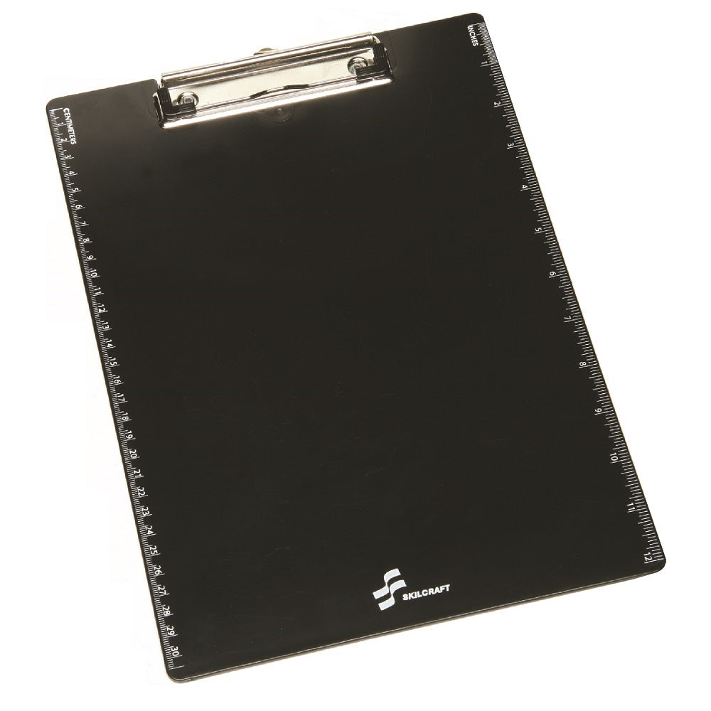 RECYCLED PLASTIC CLIPBOARD W/SCREEN PRINTED RULER, BLACK/WHITE BX