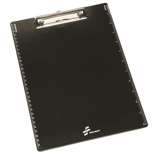 RECYCLED PLASTIC CLIPBOARD W/SCREEN PRINTED RULER, BLACK/WHITE BX