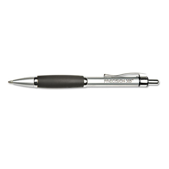 RETRACTABLE BALLPOINT PEN, MEDIUM, SILVER BARREL, BLACK INK BX