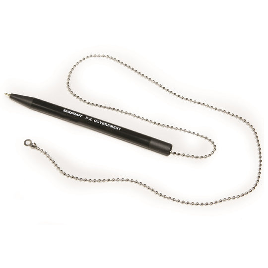 SKILCRAFT Pen With Chain • Medium Point • Black Ink • 12 Pens Per Pack • 7520-01-449-3740 / 7520014493740
