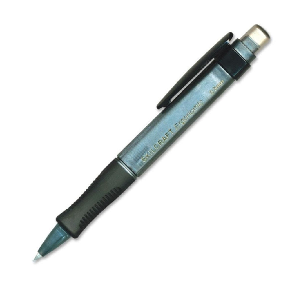 ERGONOMIC MECHANICAL PENCIL, WIDE BODY, FINE POINT, GRAY BARREL PK
