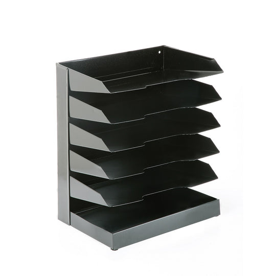 HORIZONTAL LETTER SIZE DESK FILE, 6 SHELF, BLACK