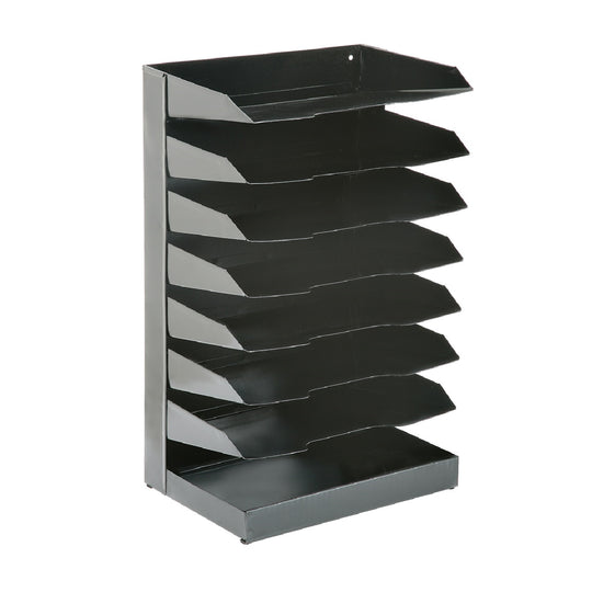 HORIZONTAL DESKTOP ORGANIZER, 19.62" x 12" x 8.5", 8 COMPARTMENTS, STEEL - BLACK