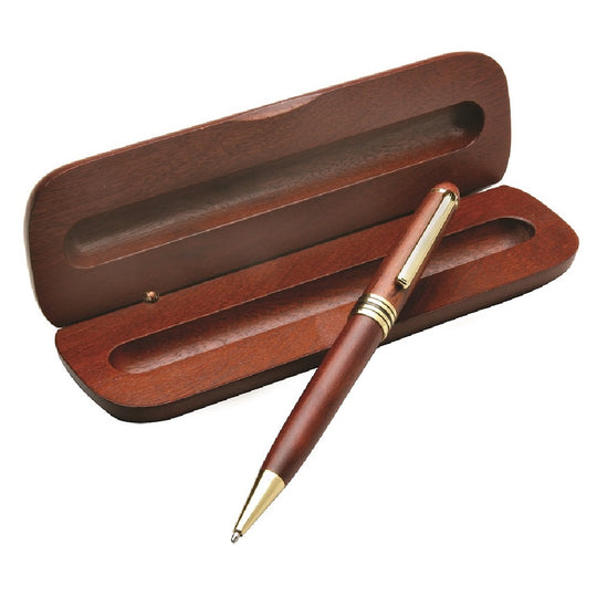 ILLUSION WOODEN BALLPOINT PEN, MEDIUM POINT, ROSEWOOD FINISH - BLACK INK