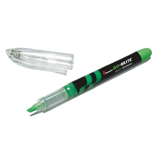 GO BRITE HIGHLIGHTER, LIQUID INK, GREEN FLUORESCENT PK