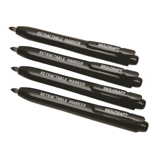 RETRACTABLE PERMANENT MARKERS, FINE POINT, BLACK