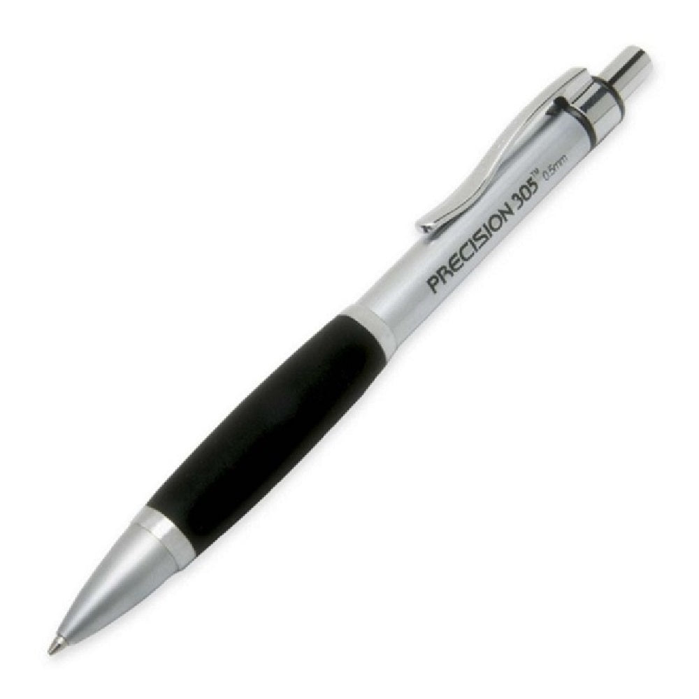PRECISION MECHANICAL PENCIL, METAL BARREL, SILVER BARREL, BLACK LEAD 6/PACK