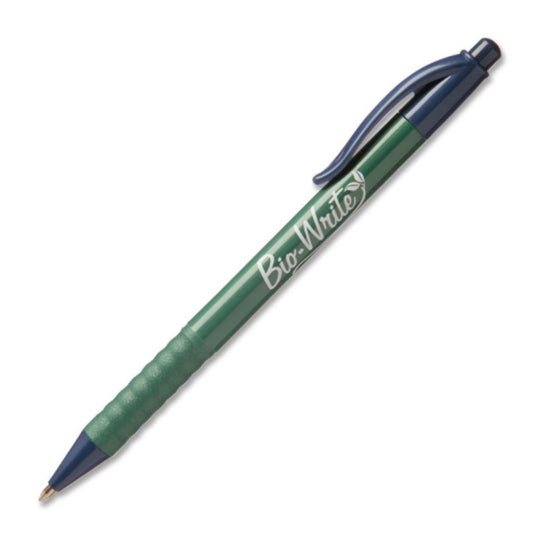BIO-WRITE RETRACTABLE PENS, FINE POINT, BLUE INK PK