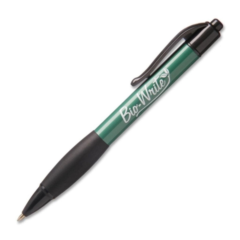 BIO-WRITE RETRACTABLE PEN W/RUBBER GRIP, FINE POINT, BLACK PK