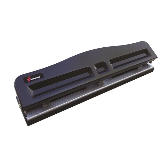 LIGHT DUTY 3-HOLE PAPER PUNCH, 10 SHEET, BLACK BASE/METALLIC HANDLE BX