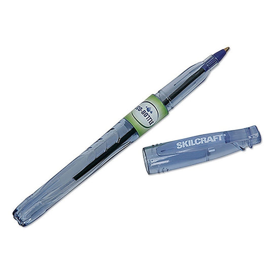 ECO-BOTTLE RETRACTABLE BALLPOINT PEN, FINE POINT, BLACK INK BX