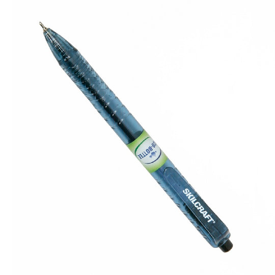 RECYCLED WATER BOTTLE, RETRACTABLE BALLPOINT PEN, MEDIUM POINT - BLACK PK