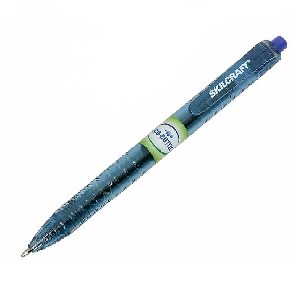 ECO-BOTTLE RETRACTABLE BALLPOINT PEN, FINE POINT, BLUE INK BX