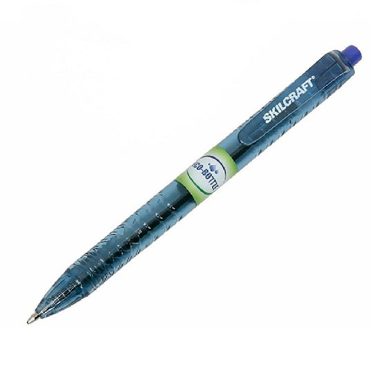 ECO-BOTTLE RETRACTABLE BALLPOINT PEN, FINE POINT, BLUE INK BX