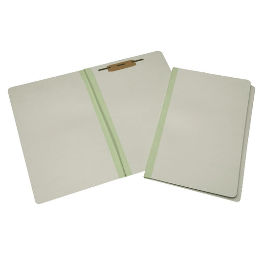PAPERBOARD FILE FOLDER, LEGAL, STRAIGHT CUT TAB, 1-1/2" FASTENER - LIGHT GREEN CS