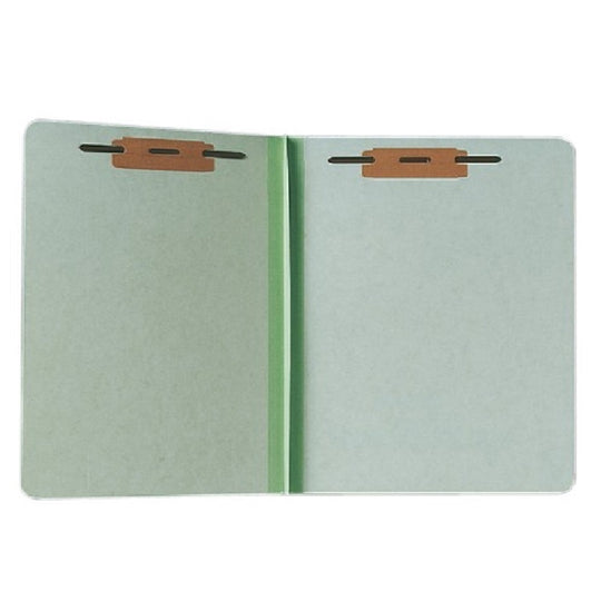 PRESSBOARD FILE FOLDER, LEGAL, END OR SIDE SELF TAB, 1" FASTENER, LIGHT GREEN