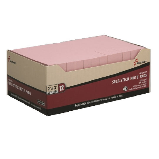 SELF-STICK WRITING PADS UNRULED, REPOSITIONALBLE, PINK PK