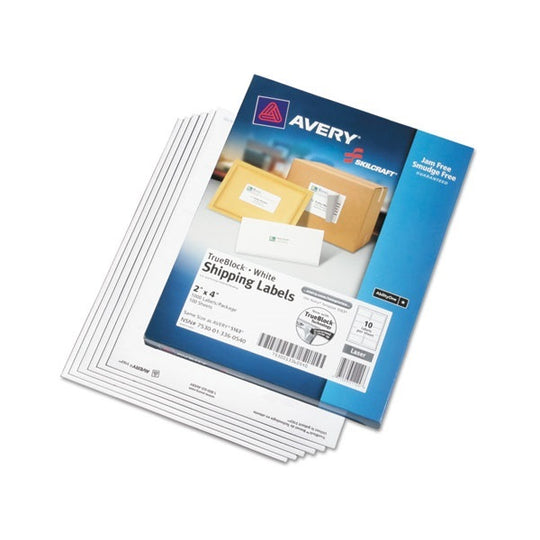 7530013360540 - Avery - NSN3360540 - Laser Labels - TrueBlock - 2" x 4" - White