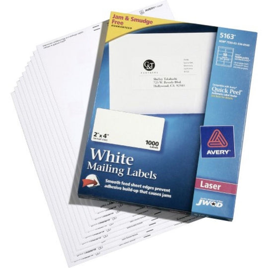 7530013360540 - Avery - NSN3360540 - Laser Labels - TrueBlock - 2" x 4" - White