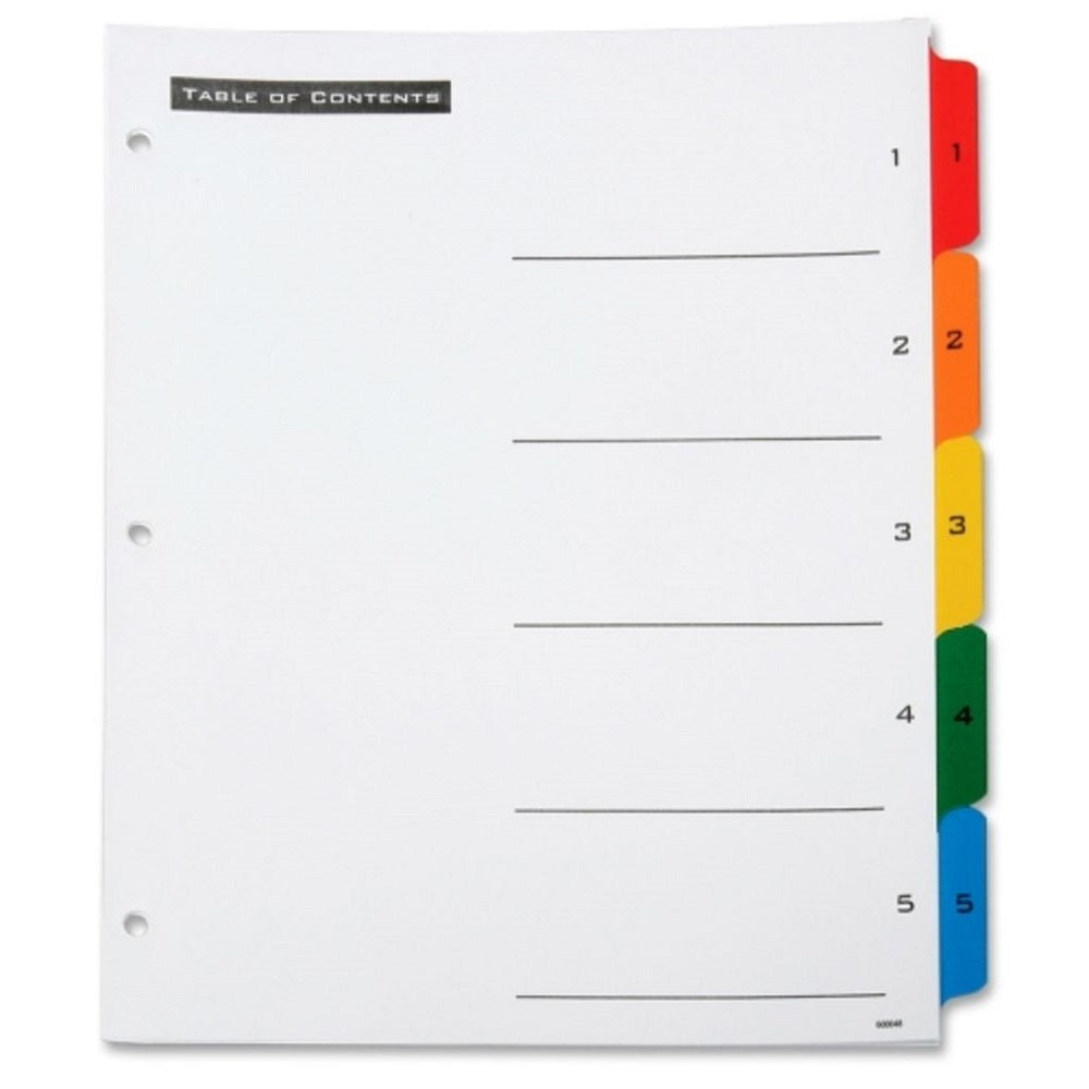 TABLE OF CONTENTS INDEX, 1 - 5, ASSORTED COLORS SE