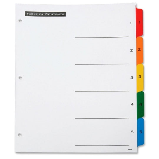 TABLE OF CONTENTS INDEX, 1 - 5, ASSORTED COLORS SE