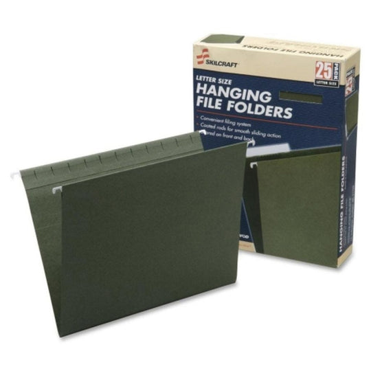 HANGING FILE FOLDER, LETTER SIZE, 1/5 CUT TOP TABS, GREEN CS