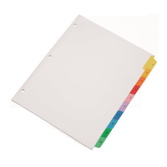 MULTIPLLE ON-STEP INDEX SHEETS, 10-TAB, 1-10, LETTER, ASSORTED, BX