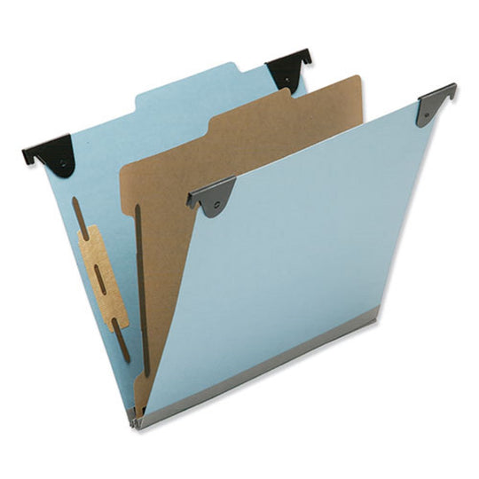 HANGING FILE FOLDER, LETTER, 4 SECTION, 2/5 CUT TOP TAB, LIGHT BLUE CS