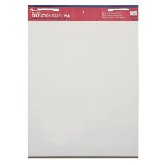 SELF STICK EASEL PAD, UNRULLED - WHITE - PK