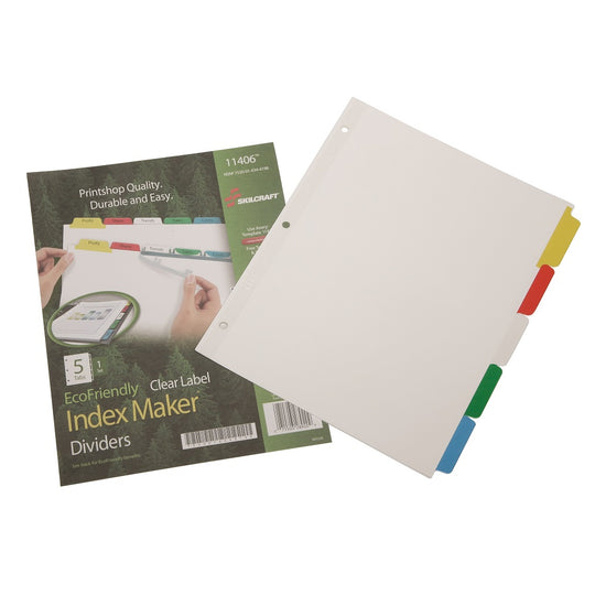 INDEX DIVIDER MAKERS, 5-TAB, BLANK TABS, LETTER, ASSORTED SE