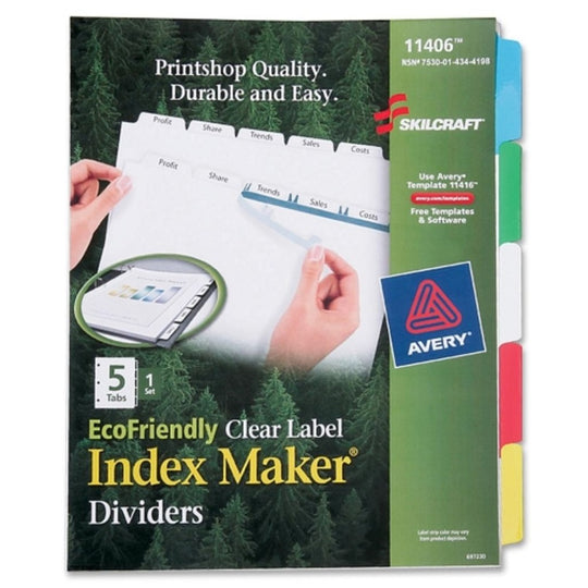 INDEX DIVIDER MAKERS, 5-TAB, BLANK TABS, LETTER, ASSORTED SE