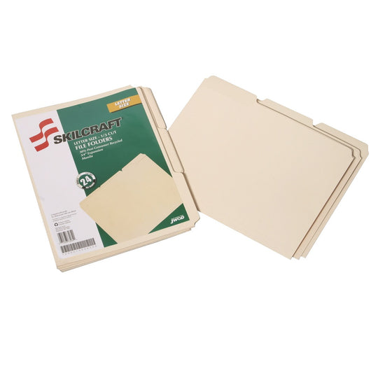 FILE FOLDERS, 1/3 TAB CUT, 0.75" EXPANSION, MANILA BX