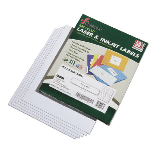 LASER/INKJET LABELS, 0.66 x 3.44, RECYCLED - WHITE BX