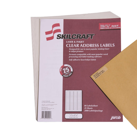 ADDRESS LABELS, LASER AND INKJET,  CLEAR BX