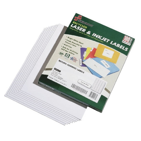 LASER/INKJET ADDRESS LABELS, RECYCLED - WHITE BX