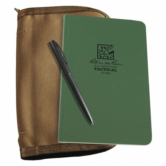 Rite in Rain Universal Kit, Tan Cordura Fabric Cover, Field Book, Pen, 160 Pages, 32 lb, 4.63" x 7.25" Green Paper