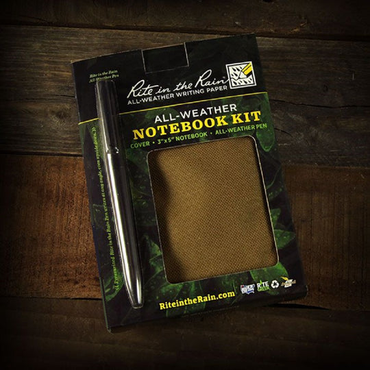 RITE N RAIN, NOTEBOOK/PEN KIT, GREEN EA