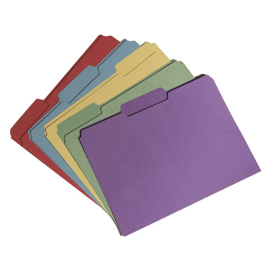 SKILCRAFT Recycled File Folders - 1/3 Cut - Assorted Colors - NSN 7530-01-566-4138 / 7530015664138 CS