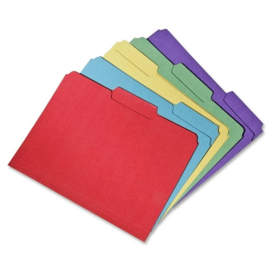 SKILCRAFT Double-Ply Recycled File Folders – 1/3 Cut – Assorted Colors – NSN 7530-01-566-4143 / 7530015664143 CS