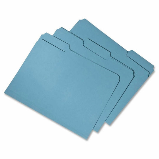 SKILCRAFT Double-Ply Recycled File Folders - 1/3 Cut - Blue - NSN 7530-01-566-4144 / 7530015664144 CS