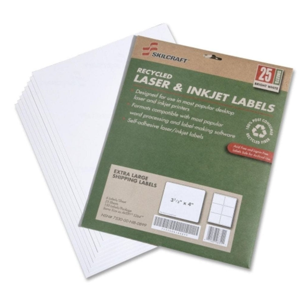 EXTRA LARGE ADDRESS AND SHIPPING, LASER & INKJET LABELS - RECYCLED BX