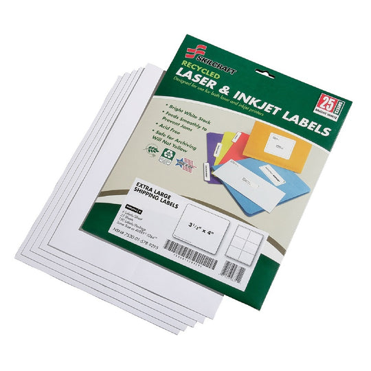EXTRA LARGE ADDRESS AND SHIPPING, LASER & INKJET LABELS - RECYCLED BX