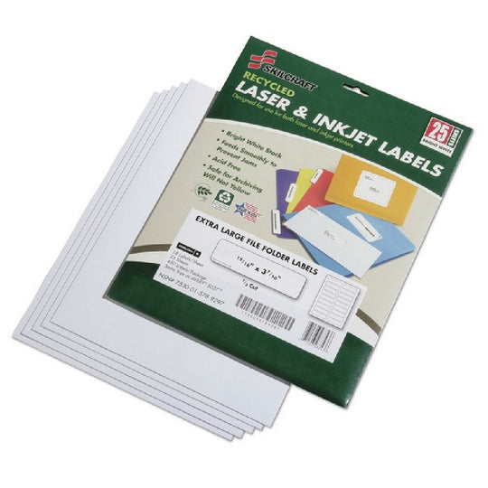 RECYCLED LASER AND INKJET LABELS, FILE FOLDER, WHITE BX