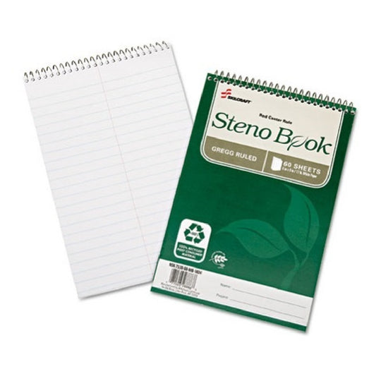RECYCLED SPIRAL NOTEBOOKS / STENO PAD, GREGG RULE PK