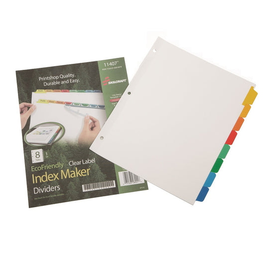 INDEX DIVIDERS, 8 TAB, BLACK TABS, LETTER- ASSORTED, BX