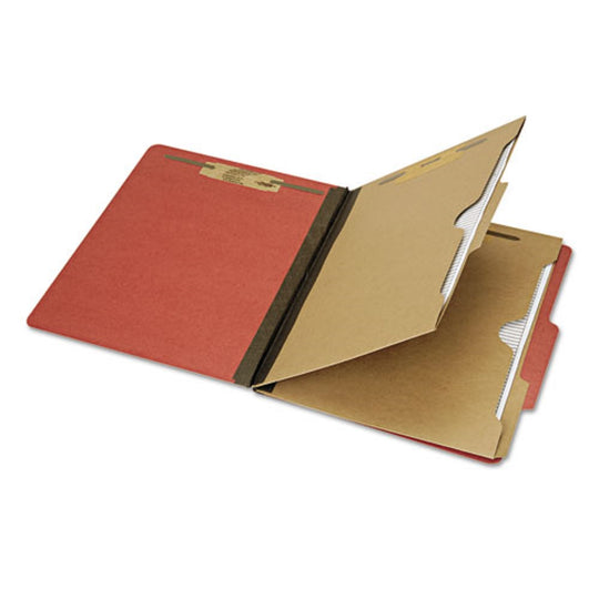 CLASSIFICATION POCKET FOLDER, 6-SECTION, LETTER SIZE, EARTH RED BX