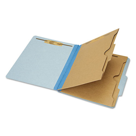 CLASSIFICATION POCKET FOLDER, 6-SECTION, LETTER SIZE, LIGHT BLUE BX