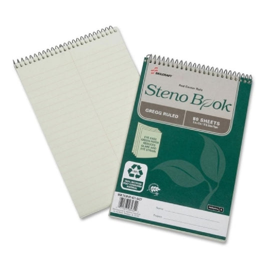 GREGG RULED STENO NOTEBOOK, RECYCLED - GREEN TINT PAPER BX
